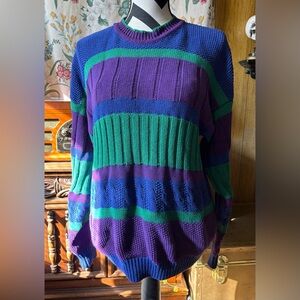 Claiborne Vibrant Blue and Green Sweater